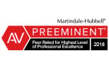 AV Preeminent 2018, Peer Rated for Higher Level of Professional Excellence